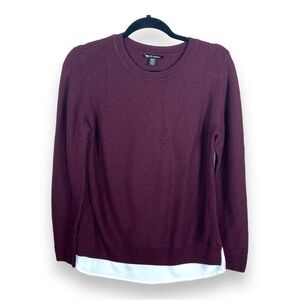 MEDIUM HILARY RADLEY BURGUNDY RED BLOUSE ACCENT SWEATER LONG SLEEVE PREPPY